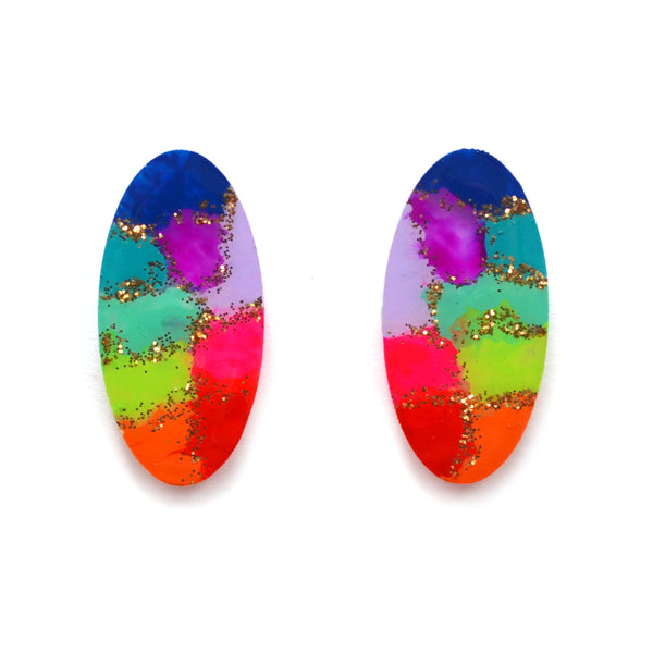 Sterling Silver Unicorn and Rainbow Studs Multicolor Resin Sterling Silver Unicorn and Rainbow Studs Multicolor Resin